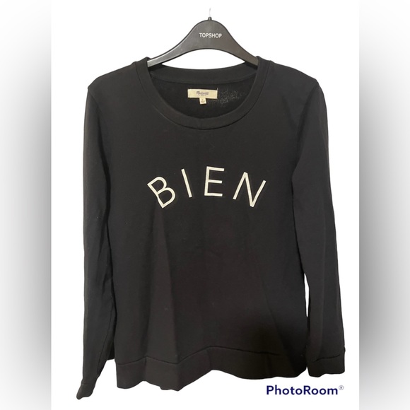 Madewell Bien Fait Graphic Black Sweatshirt Size Small - Picture 2 of 9